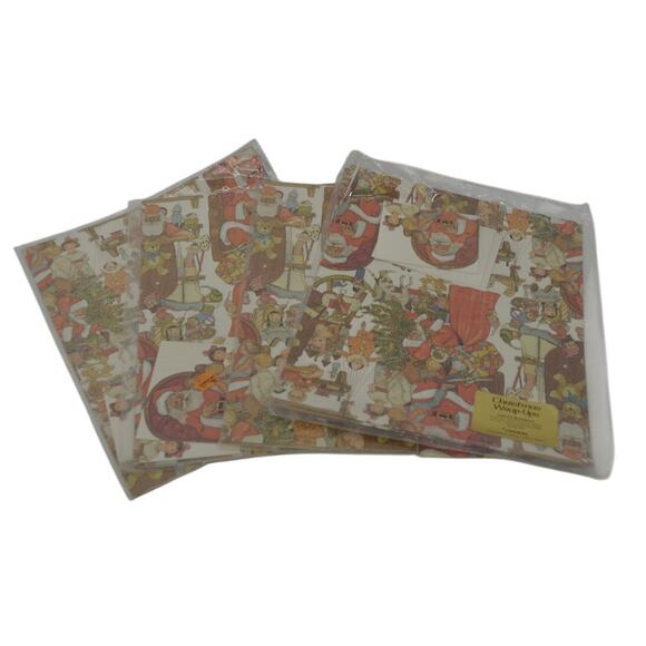 4 Lot Christmas Wraps-Up Santa's Workshop 2 24"x30" Sheets - Picture 2 of 16